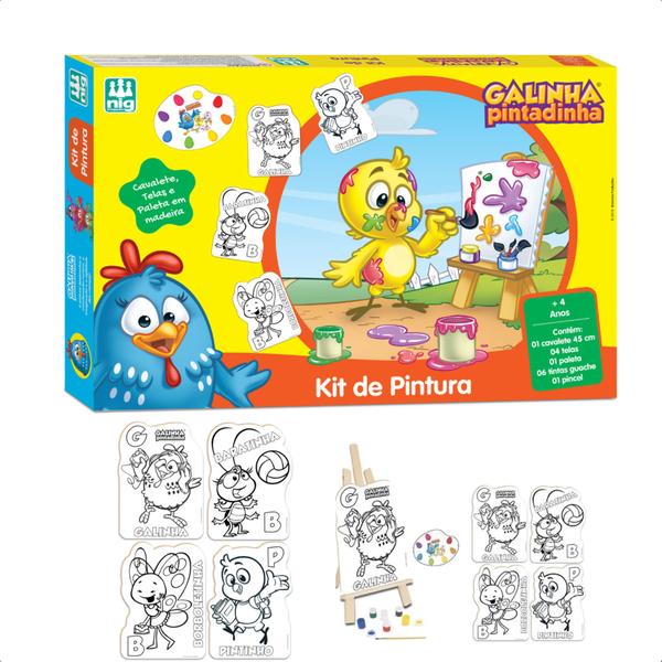Kit De Pintura Galinha Pintadinha Infantil Divertido em Madeira +4 anos Nig Brinquedos - 0732 Imagem de Kit De Pintura Galinha Pintadinha Infantil Divertido em Madeira +4 anos Nig Brinquedos - 0732