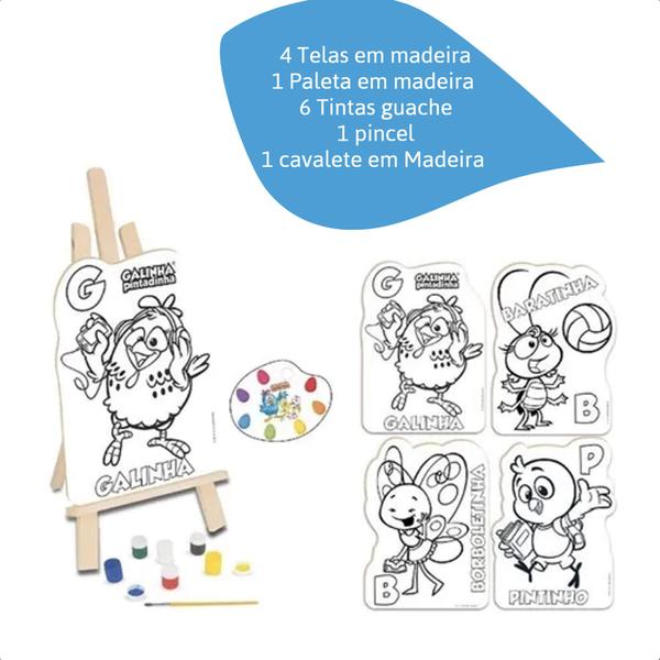 Imagem de Kit De Pintura Galinha Pintadinha Infantil Divertido em Madeira +4 anos Nig Brinquedos - 0732