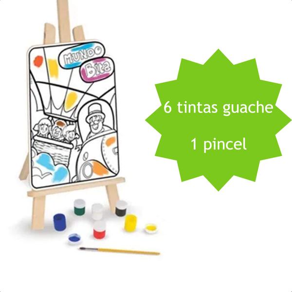 Imagem de Kit De Pintura Mundo Bita Infantil com Cavalete Divertido Atenção Raciocínio Lógico +4 anos Nig Brinquedos - 0694