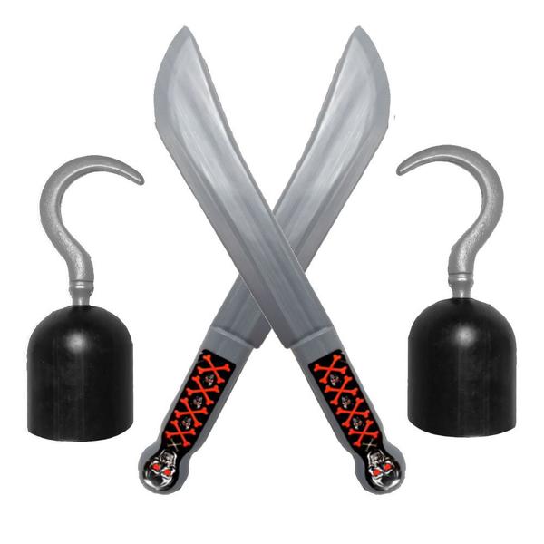Kit de Pirata de Brinquedo com 2 Espadas 2 Ganchos - Big Boy Imagem de Kit de Pirata de Brinquedo com 2 Espadas 2 Ganchos