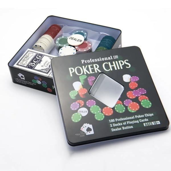 Imagem de Kit De Poker Profissional 100 Fichas E 104 Cartas