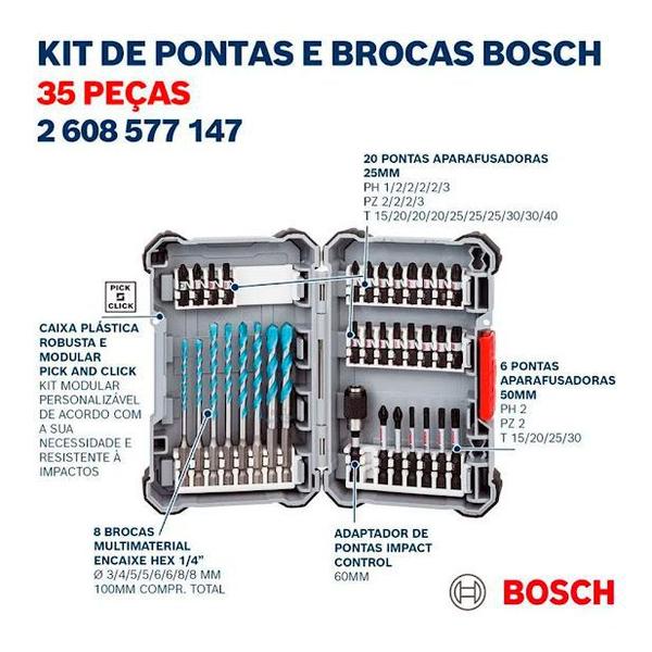 Imagem de Kit de pontas e brocas multiconstruction 35 pcs impact control bosch