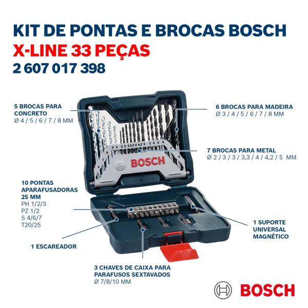 Imagem de Kit de pontas e brocas X-Line 33 peças Bosch