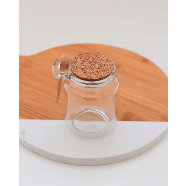 Kit de Pote de Vidro com Tampa de Rolha Colher Bambu 6 unidades Porta Temperos 240ml Lyor Imagem de Kit de Pote de Vidro com Tampa de Rolha Colher Bambu 6 unidades Porta Temperos 240ml Lyor