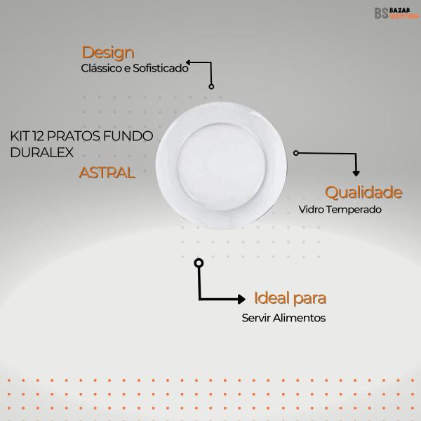 Imagem de Kit de Prato Duralex Fundo Astral Vidro Sopa - 12 unidades