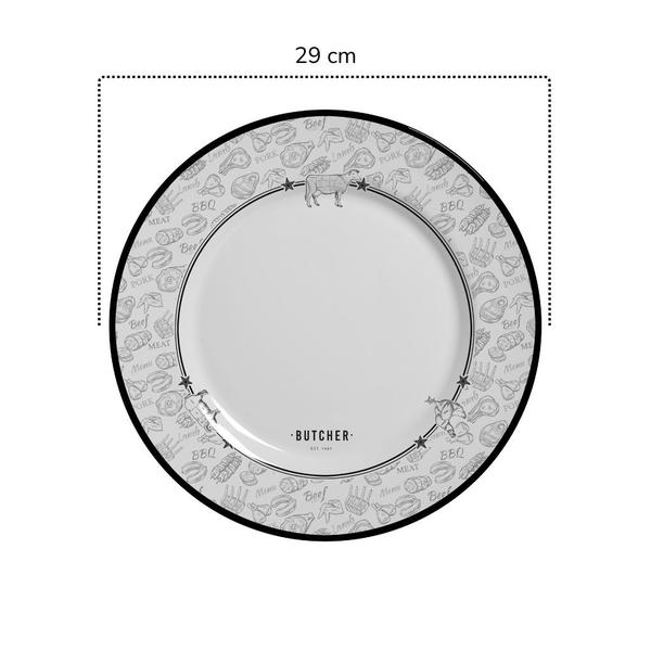 Imagem de Kit De Pratos Raso Para Comer Bastante 29cm Branco & Preto Dia Dos Namorados