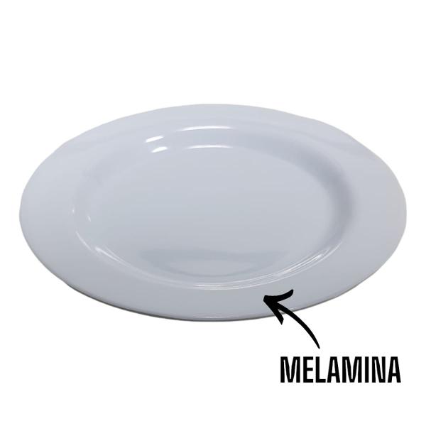 Imagem de Kit De Pratos Rasos De Melamina Branco 25cm - 4 Unidades