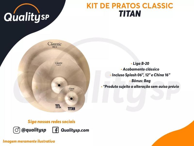 Imagem de Kit De Pratos Titan Classic B-20 Com Acabamento Clássico