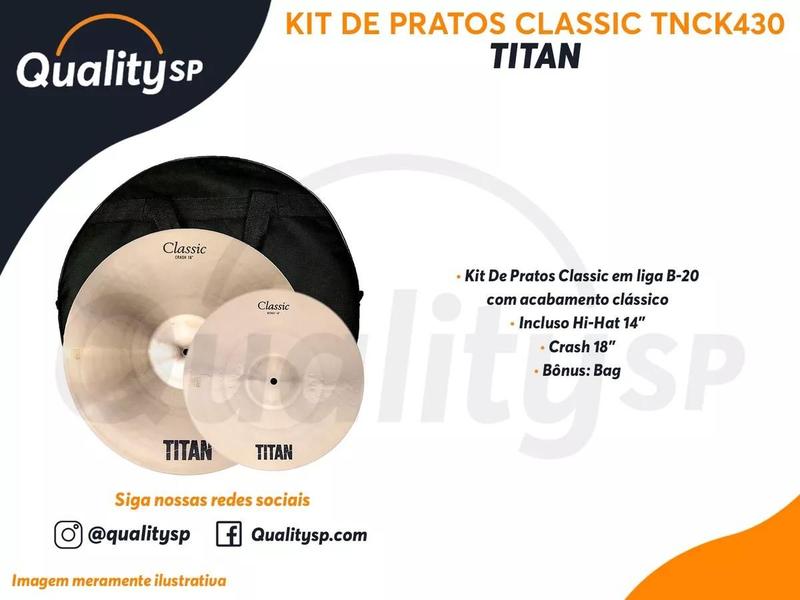 Imagem de Kit De Pratos Titan Classic Em Liga B-20 Acabamento Clássico