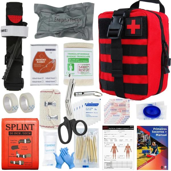 Imagem de Kit de Primeiros Socorros de Emergência - Bolsa Molle Completa e Compatível com Trauma