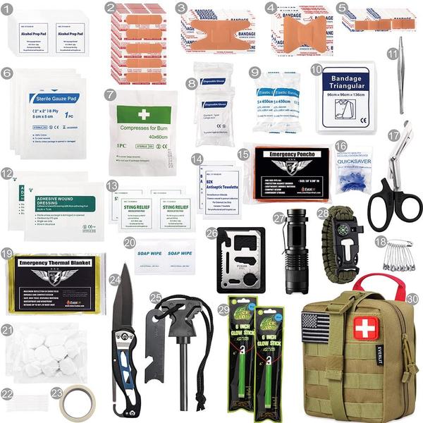 Imagem de Kit de primeiros socorros de sobrevivência EVERLIT 250 peças IFAK EMT Molle Pouch