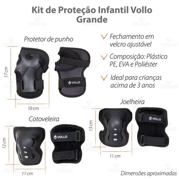 Imagem de Kit de Proteção Esportivo e Capacete Laranja Patins, Skate Vollo