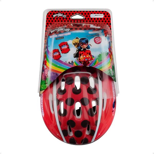 Imagem de Kit De Proteção Infantil Miraculous Capacete Joelheiras Cotoveleiras Multikids BR1630