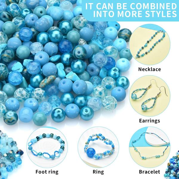 Imagem de Kit de pulseira Craft Beads Rired 27 Columbia Blue com 7 tipos