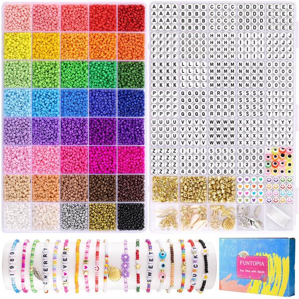 Imagem de Kit de pulseira Friendship Funtopia 40 cores com 10.000 peças de miçangas