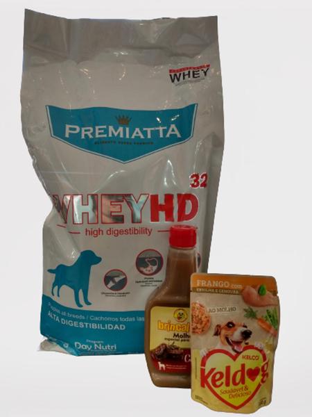 Imagem de Kit de Ração Premiatta Cães Filhotes Molho Especial Ração e Sachê de Frango com Cenoura e Ervilha