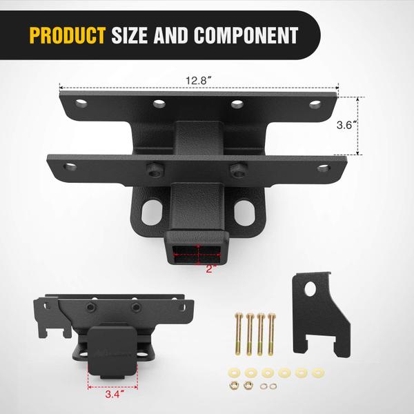 Imagem de Kit de receptor Trailer Hitch Nilight de 2 polegadas para Jeep Wrangler JL JLU 2018-2024