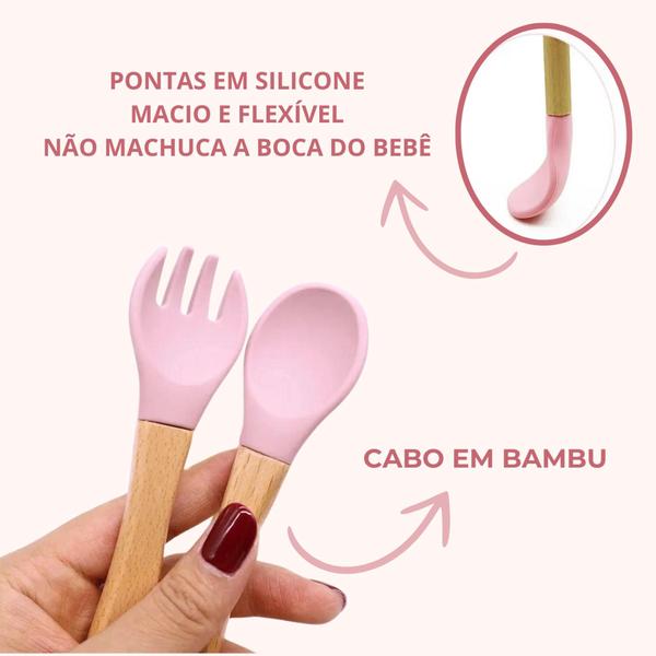 Imagem de Kit de Refeição Infantil Introdução Alimentar Pratinho e Dupla de Talher