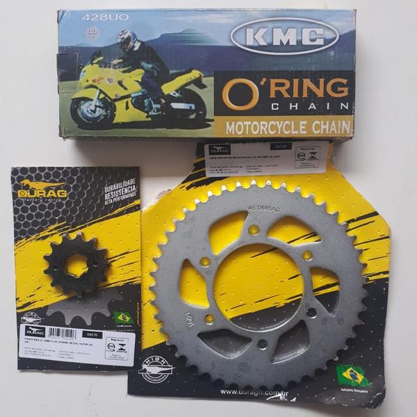 Kit de Relação 45x13 Moto Fazer 150 Corrente KMC - Durag - Durag + KMC Imagem de Kit de Relação 45x13 Moto Fazer 150 Corrente KMC - Durag