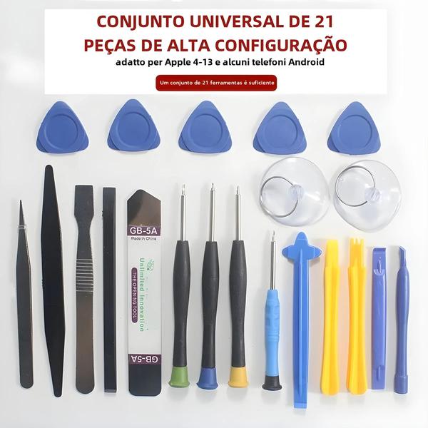 Imagem de Kit de Reparo de Celular 21 em 1 - Multifuncional para Apple e Android