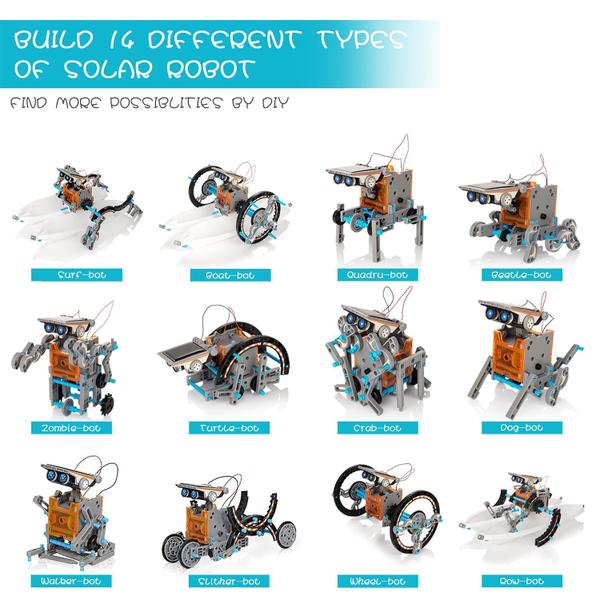 Imagem de Kit de robô solar KIDWILL 14 em 1 educacional STEM de mais de 10 anos