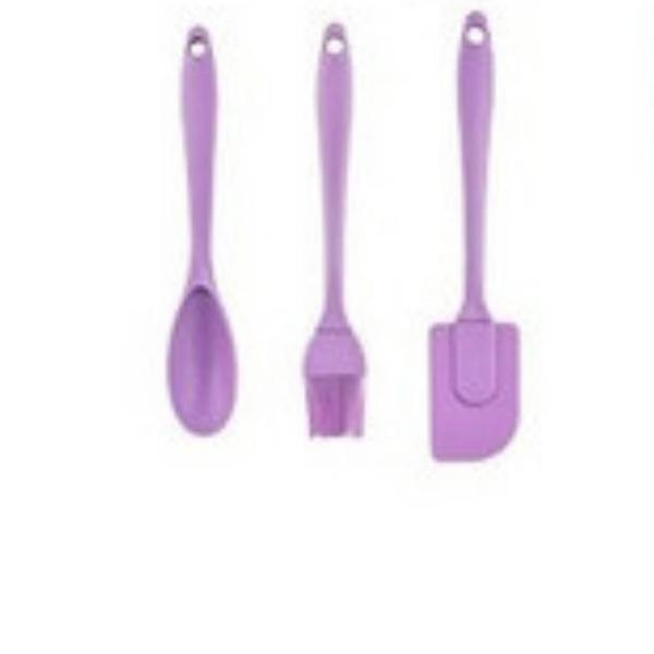 Imagem de Kit De Silicone Com Colher Pincel E Espatula 3 Peças Para Cozinha