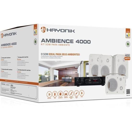 Imagem de Kit de Som Para Ambiente Hayonik Ambience 4000 V2 Branco F003