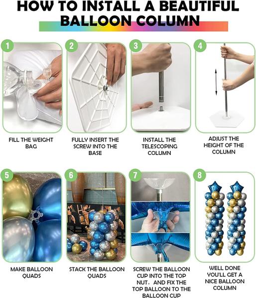 Imagem de Kit de Suporte para Coluna de Balão YALLOVE - Ajustável até 7 Pés (x4)