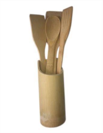 Kit de Talher em Bambu 5 Peças - kehome Imagem de Kit de Talher em Bambu 5 Peças