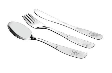 Kit De Talheres Infantil Em Aço Inox 3 Peças - Yazi Imagem de Kit De Talheres Infantil Em Aço Inox 3 Peças - Yazi
