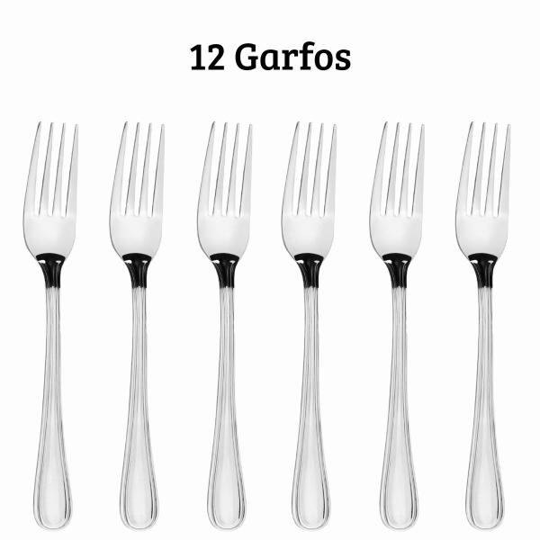 Imagem de Kit de Talheres Inox para Restaurante Garfo Faca Colher 36 Peças gourmet