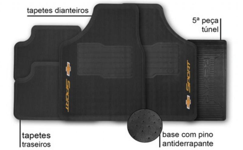 Imagem de Kit de Tapete de Borracha + Capa de Volante + Chaveiro para Chevrolet Cobalt 2019 a 2023