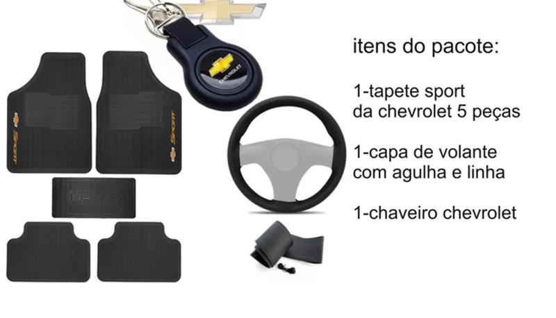 Imagem de Kit de Tapete de Borracha com Capa de Volante e Chaveiro para Chevrolet Captiva LTZ 2021 a 2023