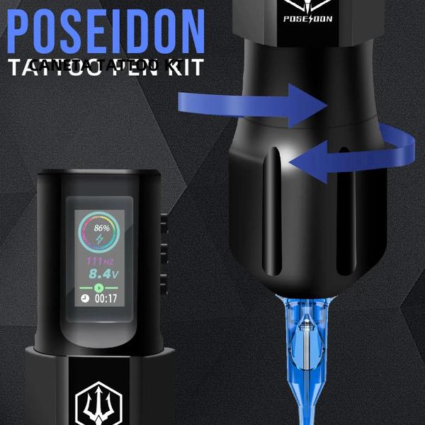 Imagem de Kit de Tatuagem Poseidon - Caneta Metralhadora Sem Fio com Fonte de Alimentação