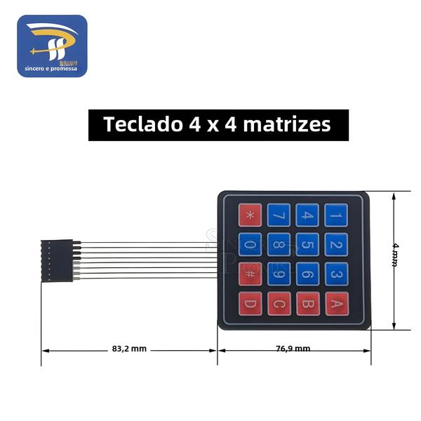 Imagem de Kit de Teclado de Membrana 4x4 para Arduino - Ideal para Projetos DIY de Carros Inteligentes