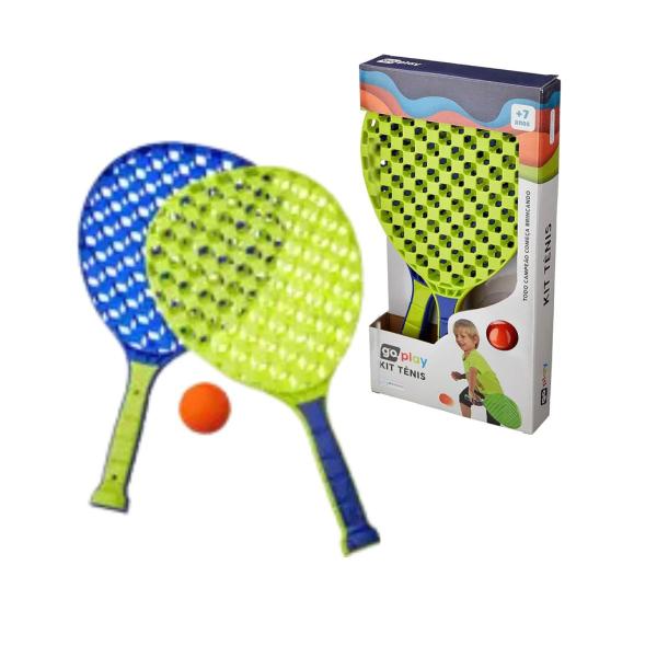 Imagem de Kit de Tênis Go Play 2 Raquetes e Bolinha Multikids Esportes Infantis Presente Menino