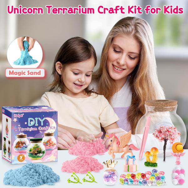 Imagem de Kit de terrário Hollyhi Light Up Unicorn para crianças com luz noturna