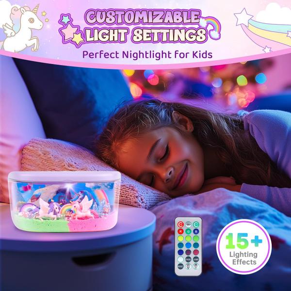 Imagem de Kit de terrário Tacopet Unicorn com luz noturna para crianças de 5 a 12 anos