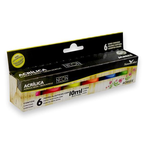 Imagem de Kit de Tinta Acrílica Acrilex Neon Nature Colors 10ml Com 6 Unidades 