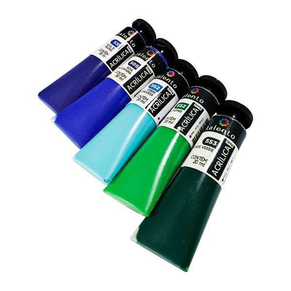 Imagem de Kit de Tinta Acrílica Talento Tons Frios Com 5 Cores 20 ml Cada