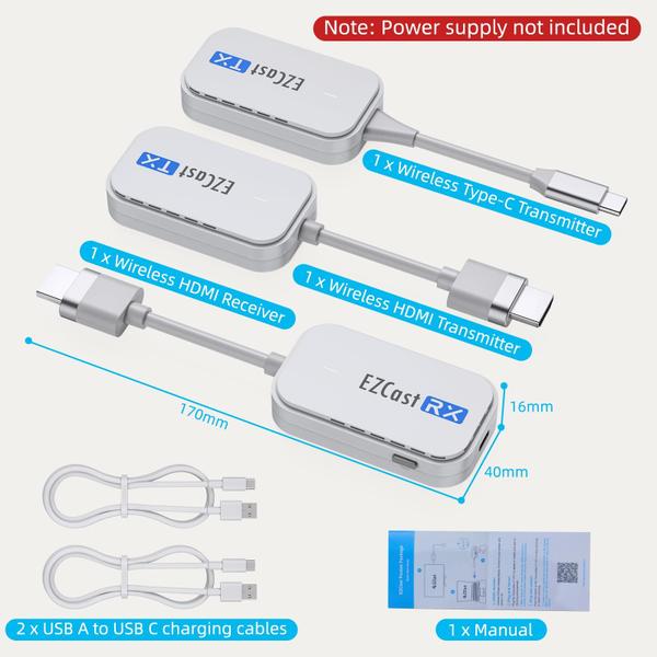 Imagem de Kit de transmissor e receptor HDMI e tipo C sem fio ANGEET