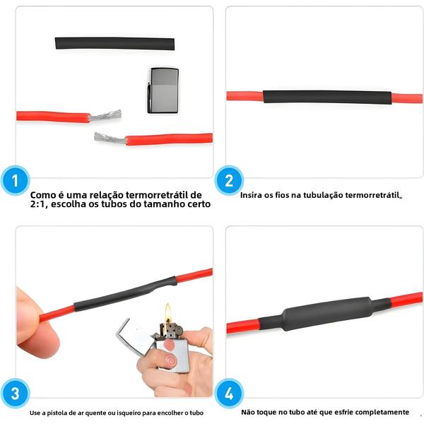 Imagem de Kit De Tubos Termorretráteis 127-560pcs Isolamento Termorresistente Para Cabos Elétricos Envoltório