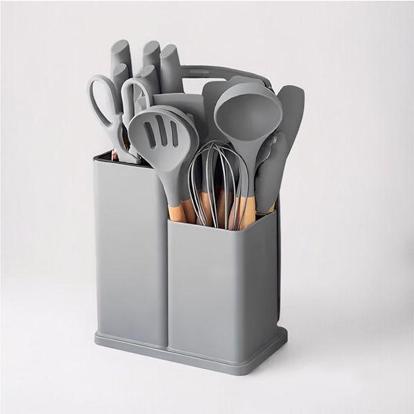 Imagem de Kit de Utensílios 19 Peças de Cozinha de Silicone e Madeira