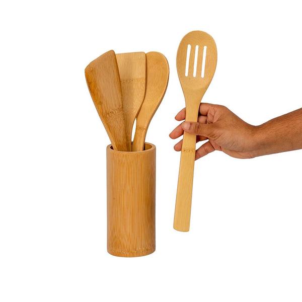 Imagem de Kit de Utensílios de Bambu 4pcs