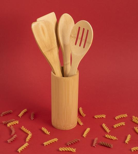 Kit de Utensílios de Bambu 4pcs - Mozcada Imagem de Kit de Utensílios de Bambu 4pcs - Mozcada