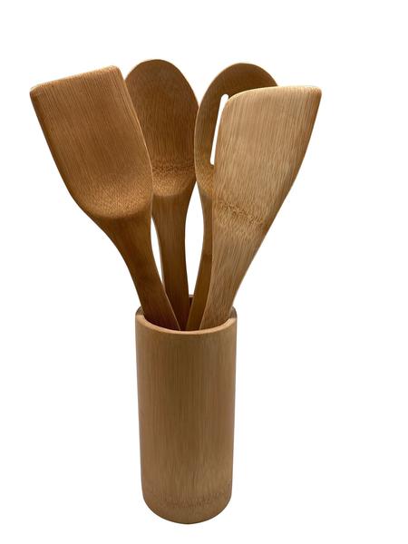 Kit de Utensílios de Bambu 4pcs - Mozcada Imagem de Kit de Utensílios de Bambu 4pcs - Mozcada