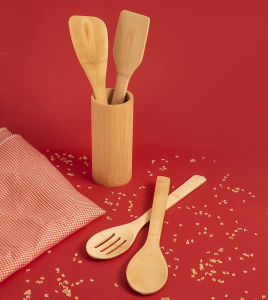 Kit de Utensílios de Bambu 4pcs - Mozcada Imagem de Kit de Utensílios de Bambu 4pcs - Mozcada