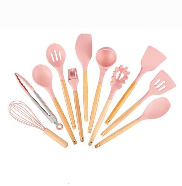 Imagem de Kit De Utensílios De Cozinha 12 Peças Silicone - Rosa