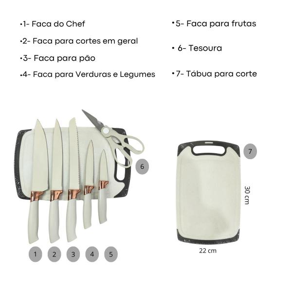 Imagem de Kit de Utensílios de Cozinha 19 Peças Completo Silicone Cabo Madeira Jogo Faca