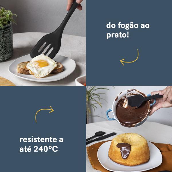 Kit de Utensílios de Silicone com 5 Peças Preto - Oikos Imagem de Kit de Utensílios de Silicone com 5 Peças Preto - Oikos